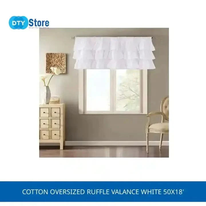Cotton Valance Oversized Ruffle Rod Pocket White 50x18 Window Decor Media 6