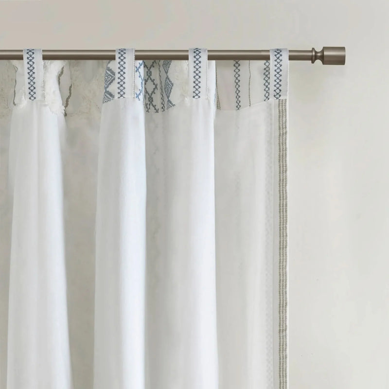 Cotton Curtain Panel Printed Chenille Stripe Lined Window Drapes Soft