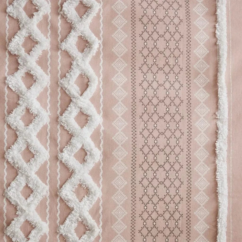 Cotton Curtain Panel Printed With Chenille Stripe Lining Blush 50x84