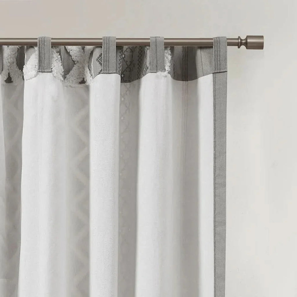 Cotton Curtain Panel Printed Chenille Stripe Lined Gray 50x84 Inches Media 5