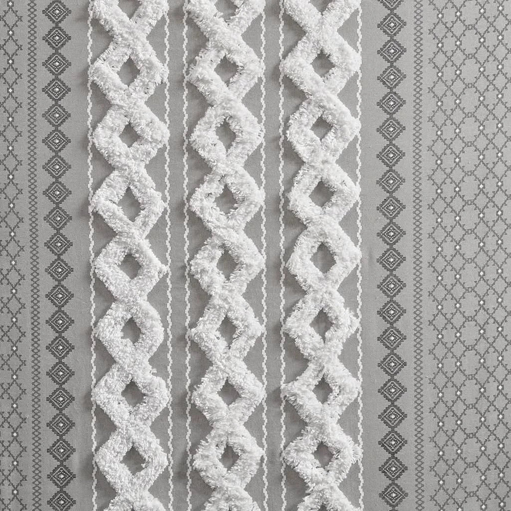 Cotton Curtain Panel Printed Chenille Stripe Lined Gray 50x84 Inches Media 7