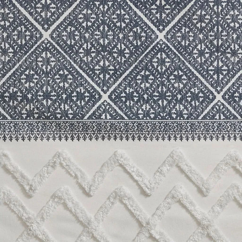 Cotton Curtain Panel Printed With Chenille Detail & Lining Multicolor
