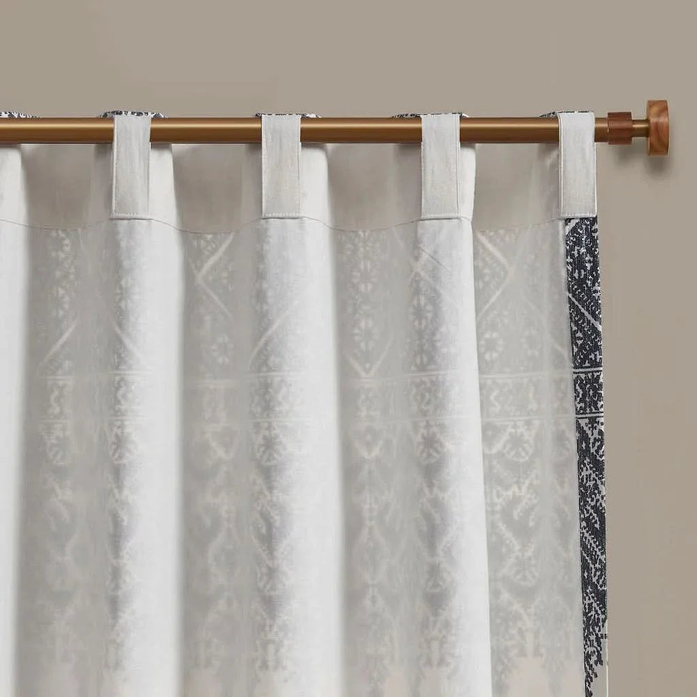 Cotton Curtain Panel Printed With Chenille Detail & Lining Multicolor Media 4