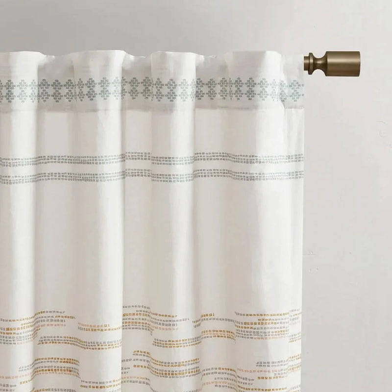 Cotton Printed Curtain Panel With Tassel Trim & Lining For Living Room