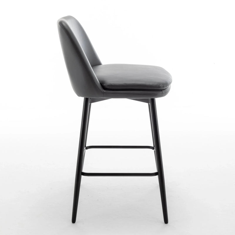 Counter Height Bar Stools PU Leather Backrest 360 Swivel Set Of 2