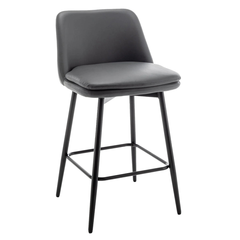 Counter Height Bar Stools PU Leather Backrest 360 Swivel Set Of 2 Media 6