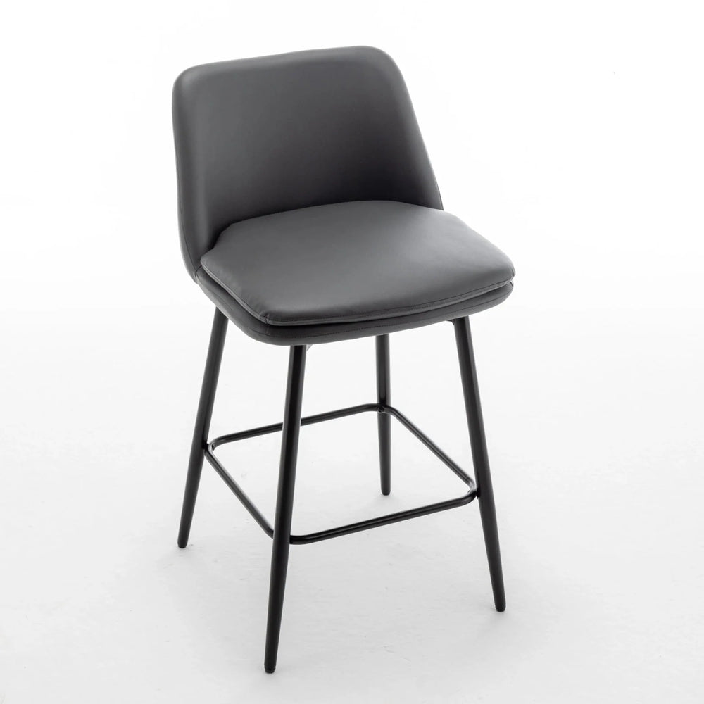 Counter Height Bar Stools PU Leather Backrest 360 Swivel Set Of 2 Media 18