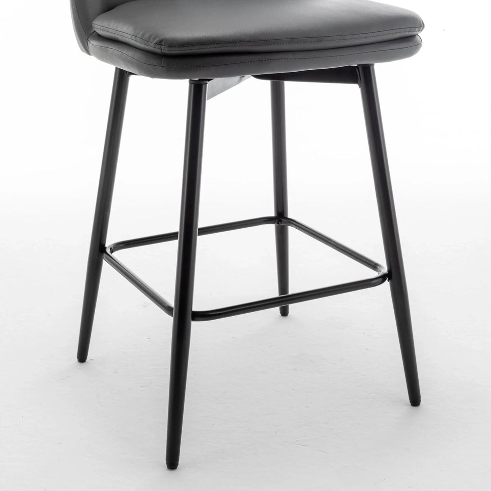 Counter Height Bar Stools PU Leather Backrest 360 Swivel Set Of 2 Media 15
