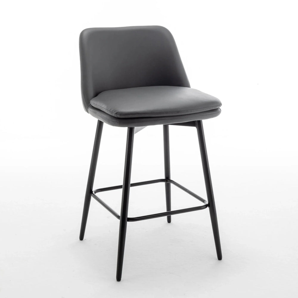 Counter Height Bar Stools PU Leather Backrest 360 Swivel Set Of 2 Media 17