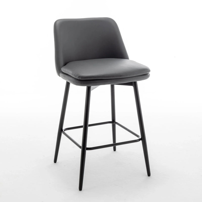 Counter Height Bar Stools PU Leather Backrest 360 Swivel Set Of 2