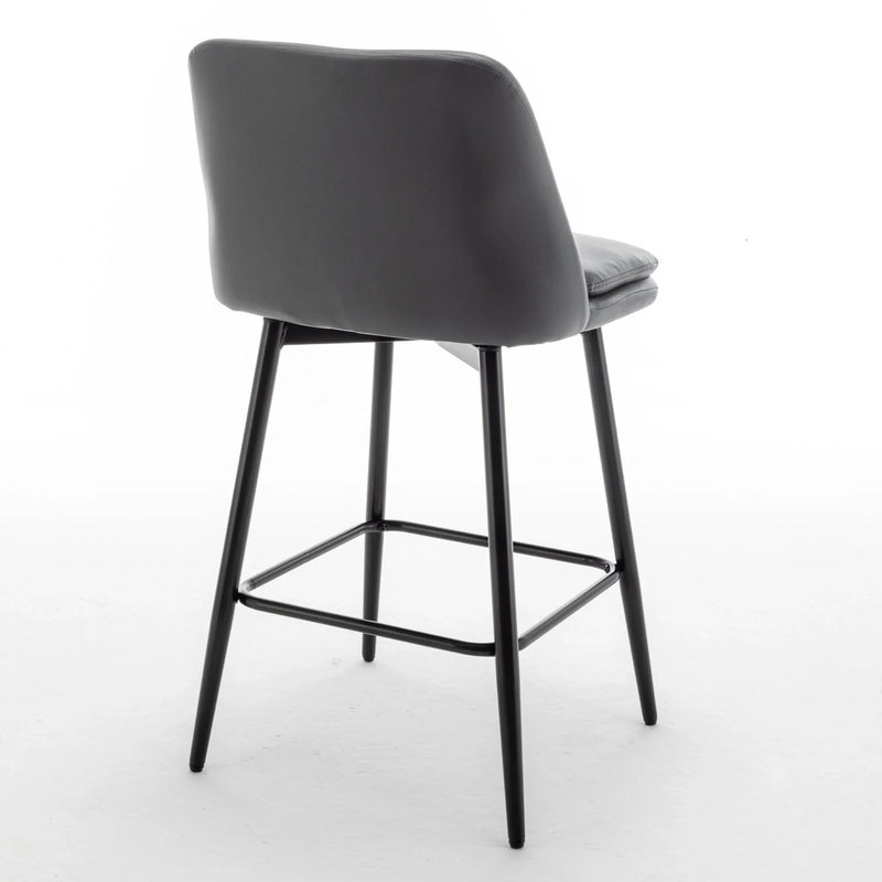 Counter Height Bar Stools PU Leather Backrest 360 Swivel Set Of 2