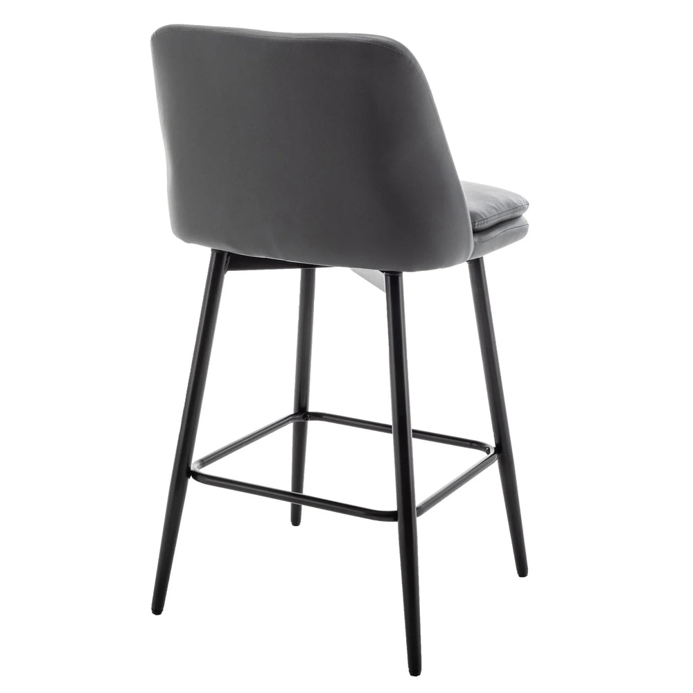 Counter Height Bar Stools PU Leather Backrest 360 Swivel Set Of 2 Media 7