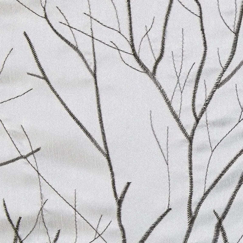 Curtain Panel Polyester Embroidered Branch Design Faux Silk Sheen