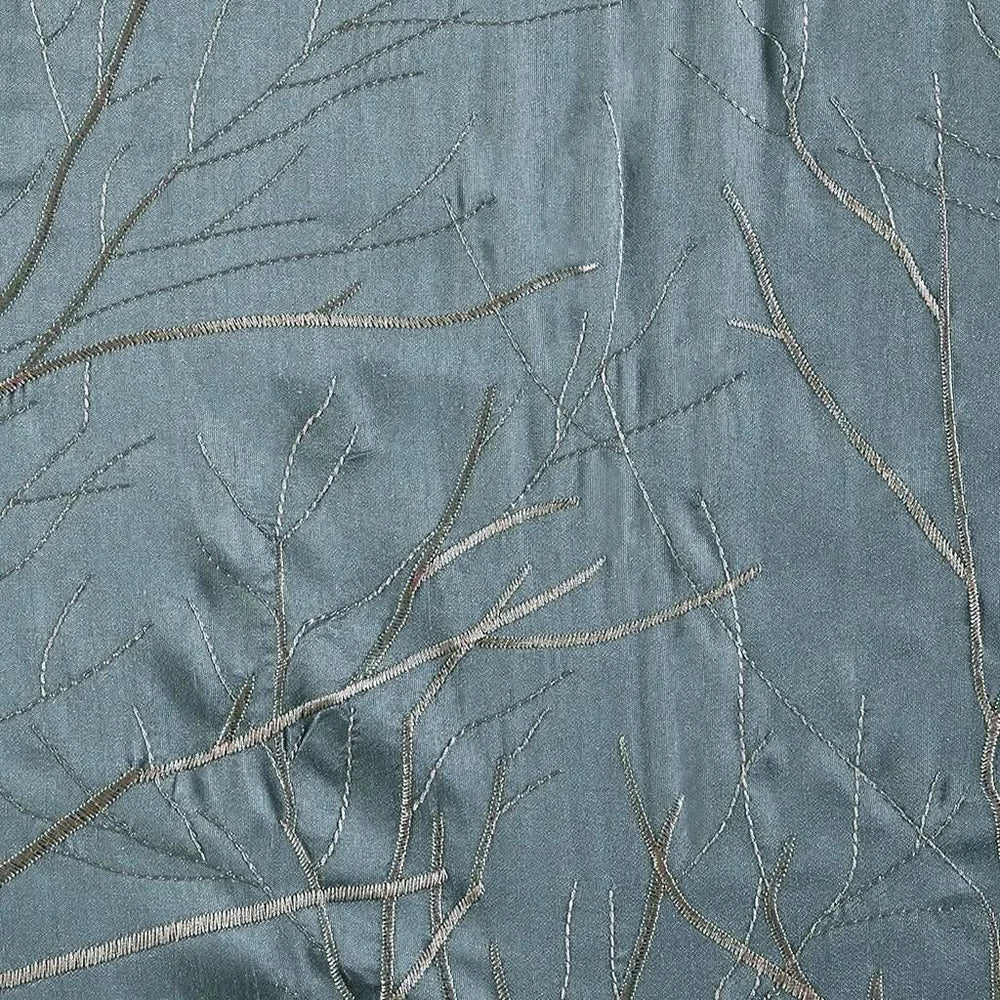 Blue Curtain Panel Polyester Embroidered Design For Living Room Drapery Media 6