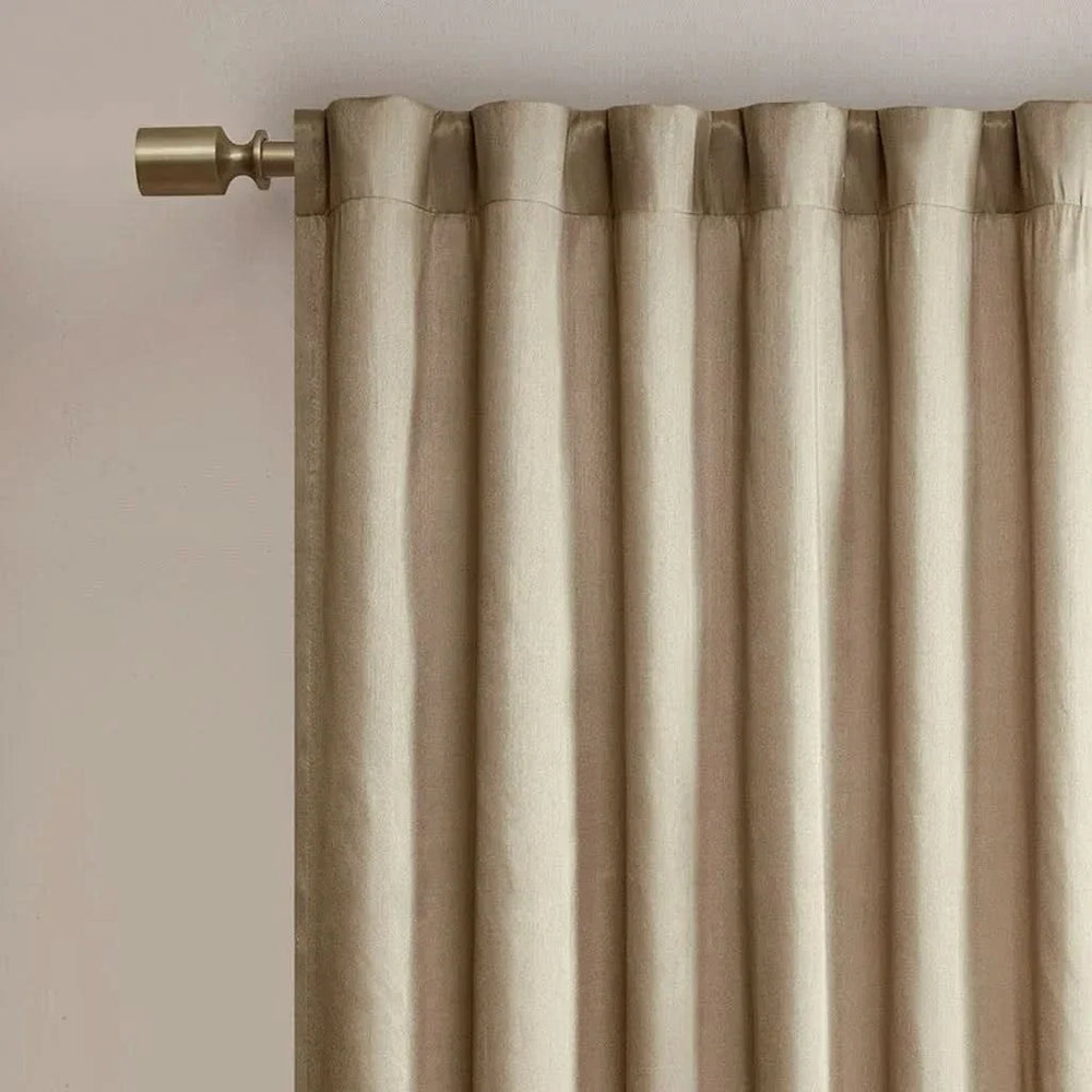 Curtain Panel Tan Polyester Branch Embroidery Design Living Room Decor Media 5