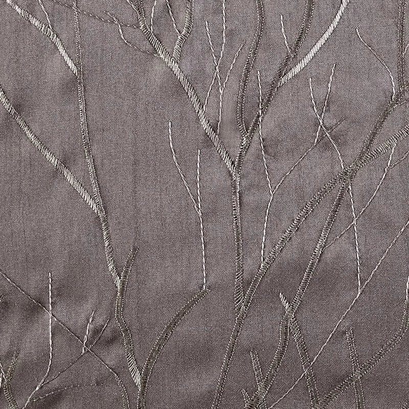 Curtain Panel Polyester Embroidered Branch Design Grey 84 Inch Length
