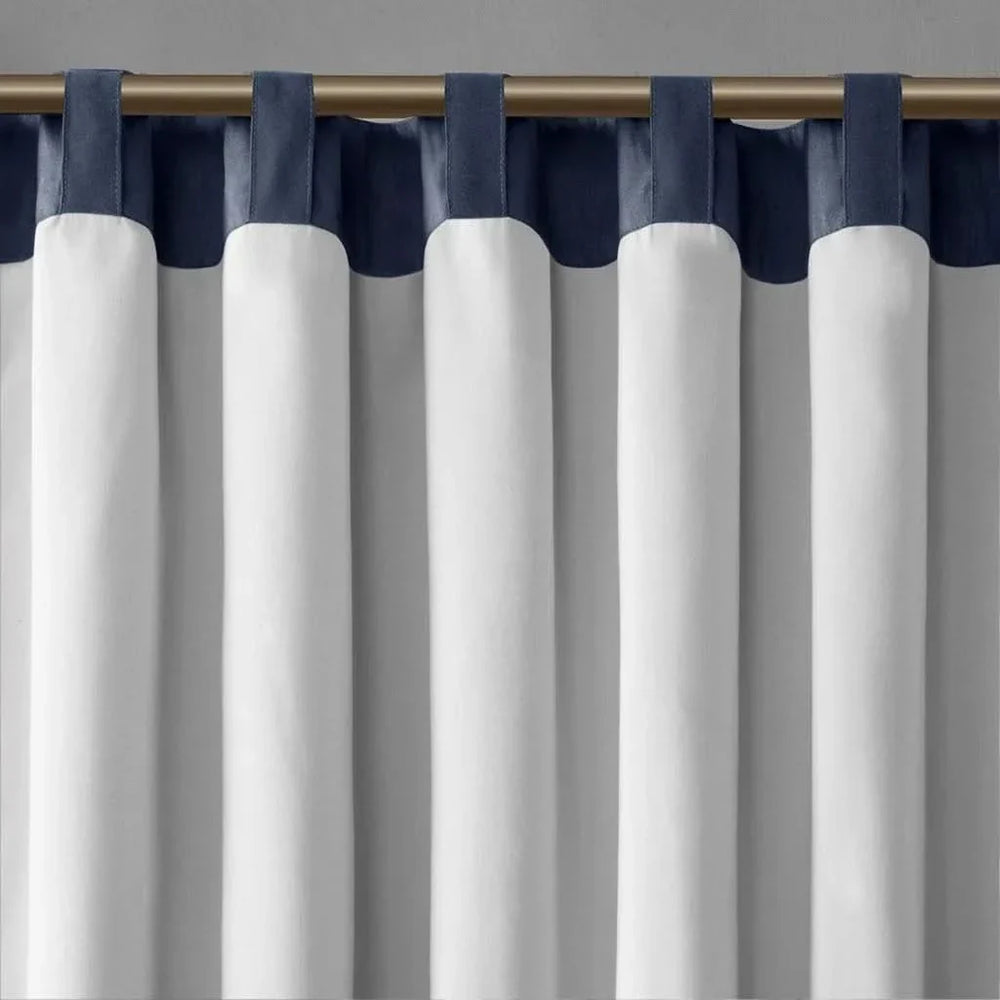 Curtain Panel Cotton Navy Branch Embroidery Design For Living Room Media 11
