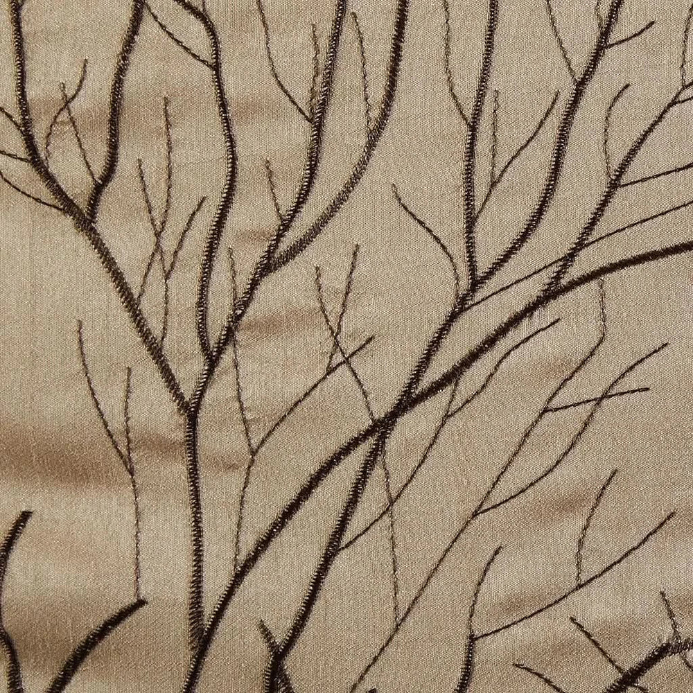 Curtain Panel Tan Polyester Branch Embroidery Design Living Room Decor Media 4