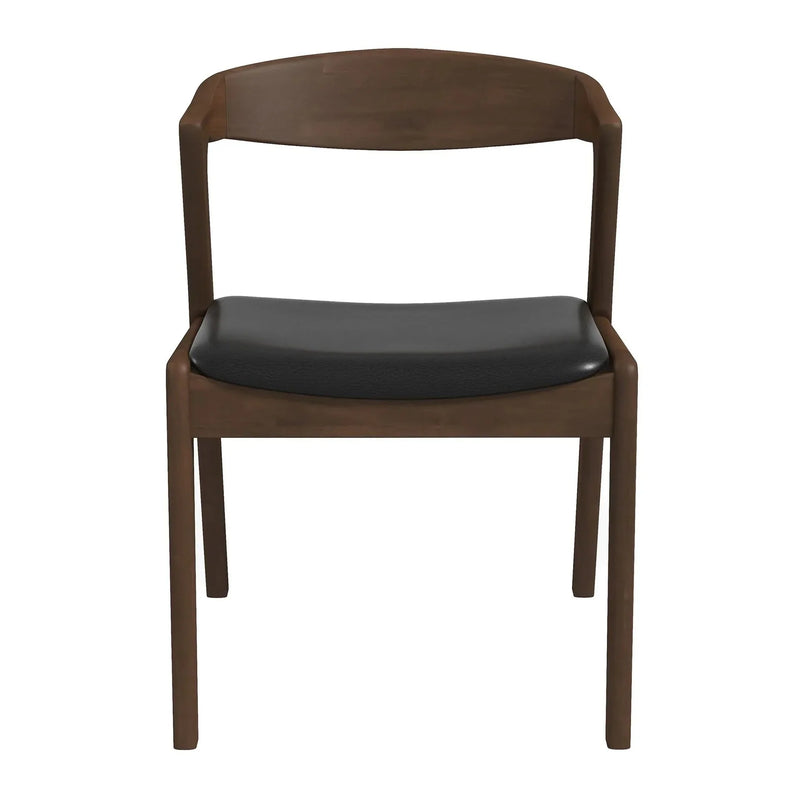 Solid Wood Dining Chairs Leather Upholstery Mid Century Set Of 2
