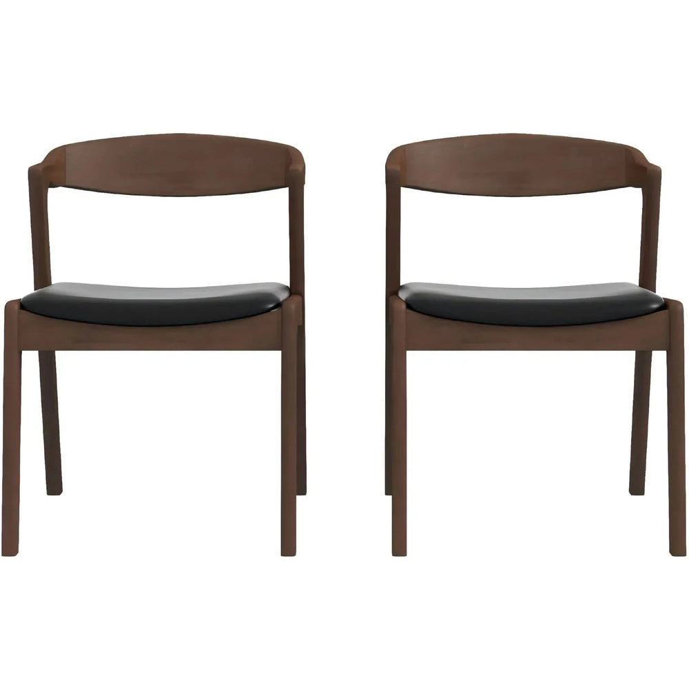 Solid Wood Dining Chairs Leather Upholstery Mid Century Set Of 2 Media 1