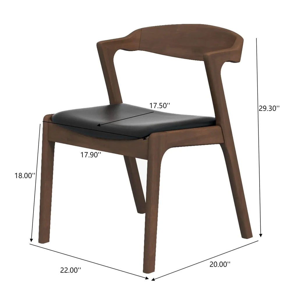 Solid Wood Dining Chairs Leather Upholstery Mid Century Set Of 2 Media 10