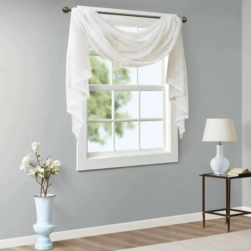Diamond Embroidered Window Scarf Polyester Sheer Drapery For Living Room Media 5
