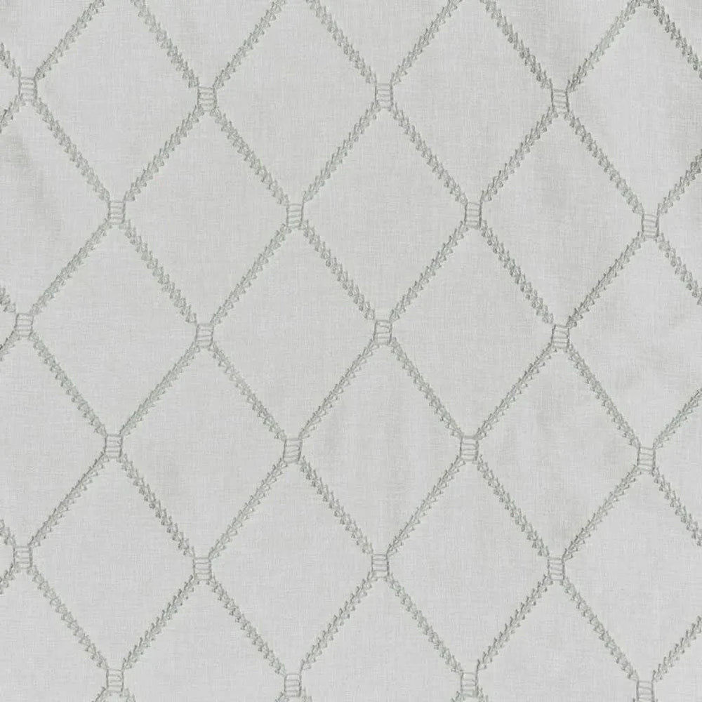 Window Scarf Embroidered Polyester Diamond Pattern Grey & White Decor Media 4
