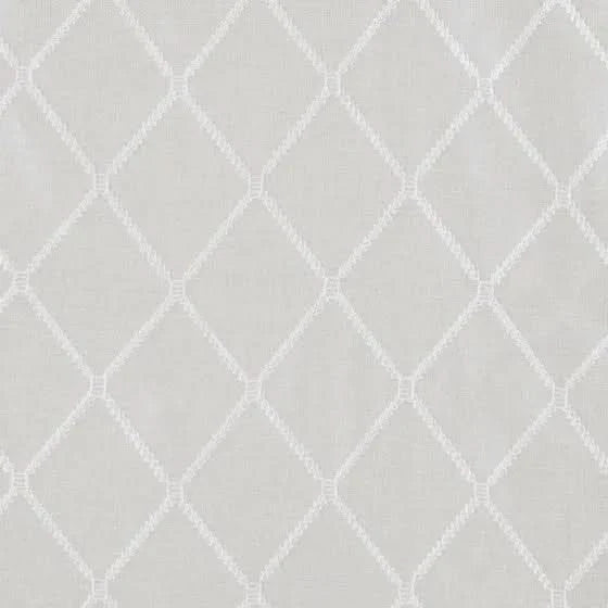 Diamond Embroidered Window Scarf White Sheer Polyester Lightweight