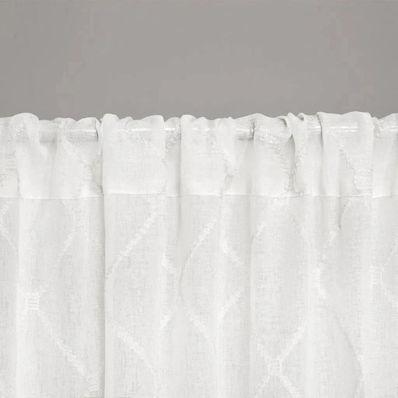Diamond Sheer Window Curtain Polyester Embroidered Diamond Pattern