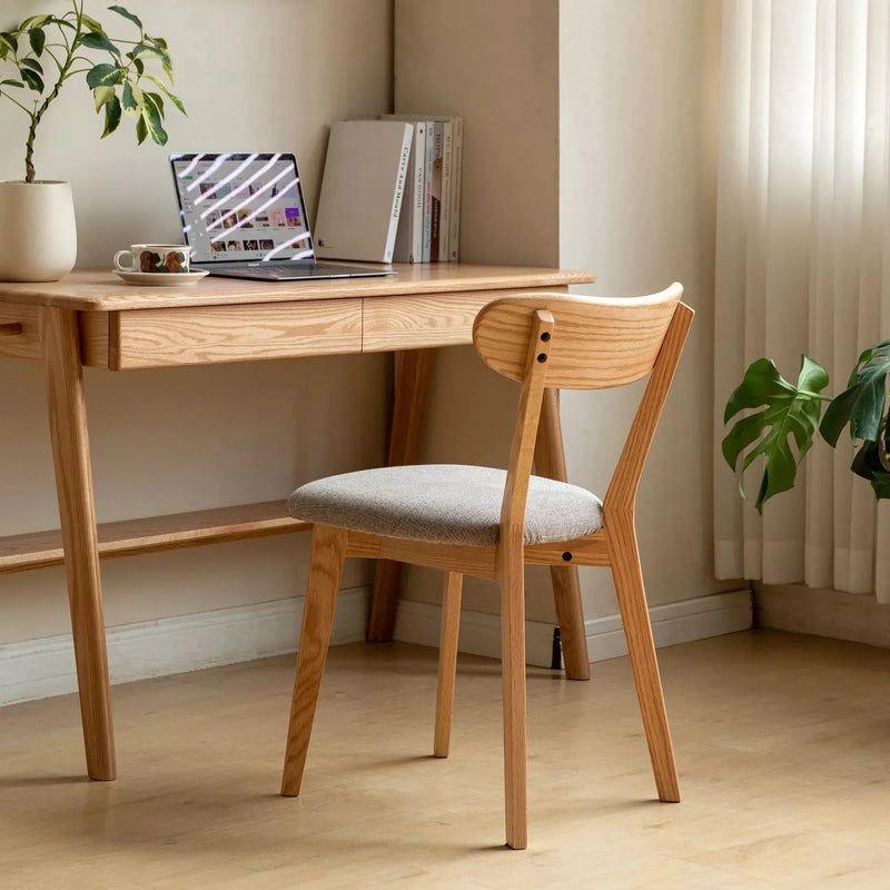Dining Chair Oak Solid Wood Upholstered Seat Minimalist Design For Dining Rooms