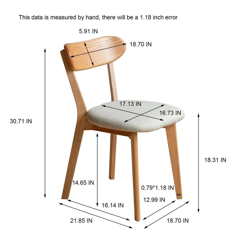 Dining Chair Oak Solid Wood Upholstered Seat Minimalist Design For Dining Rooms