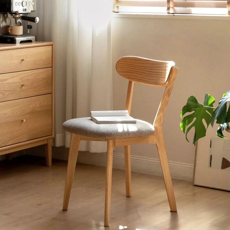 Dining Chair Oak Solid Wood Upholstered Seat Minimalist Design For Dining Rooms