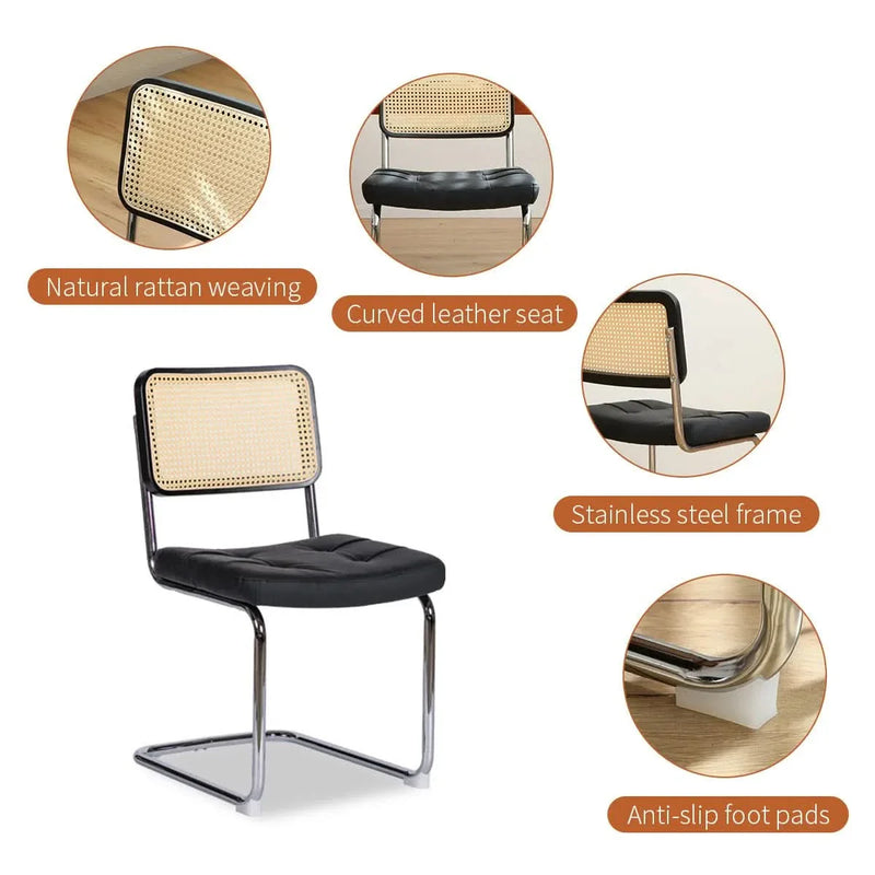 Dining Chairs Faux Leather Mid Century Modern Chrome Legs Set Of 2