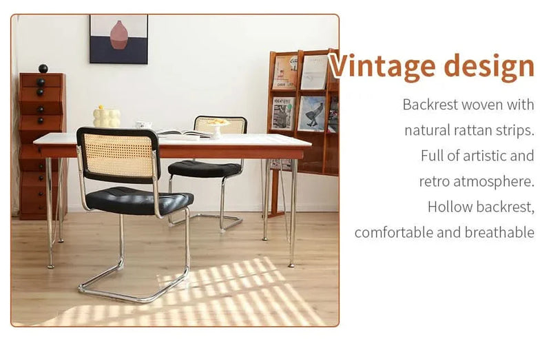 Dining Chairs Faux Leather Mid Century Modern Chrome Legs Set Of 2