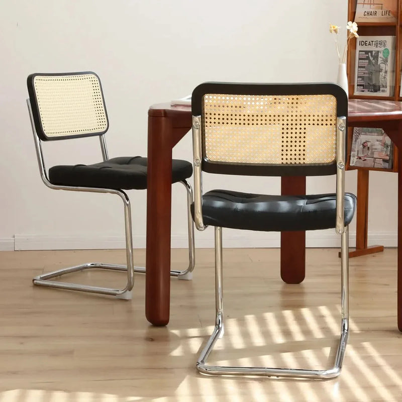 Dining Chairs Faux Leather Mid Century Modern Chrome Legs Set Of 2