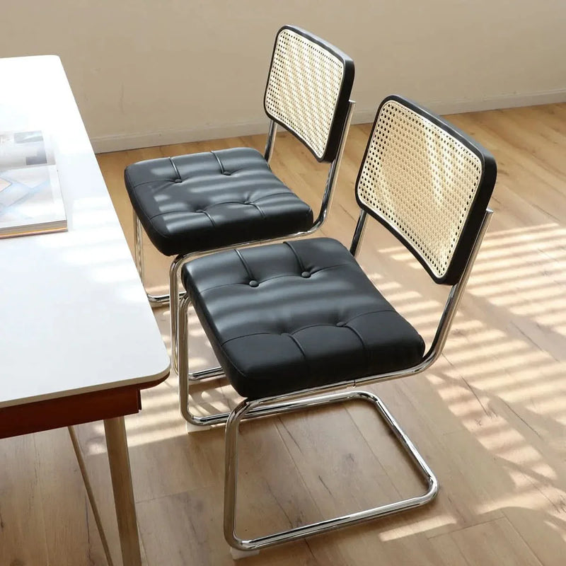 Dining Chairs Faux Leather Mid Century Modern Chrome Legs Set Of 2