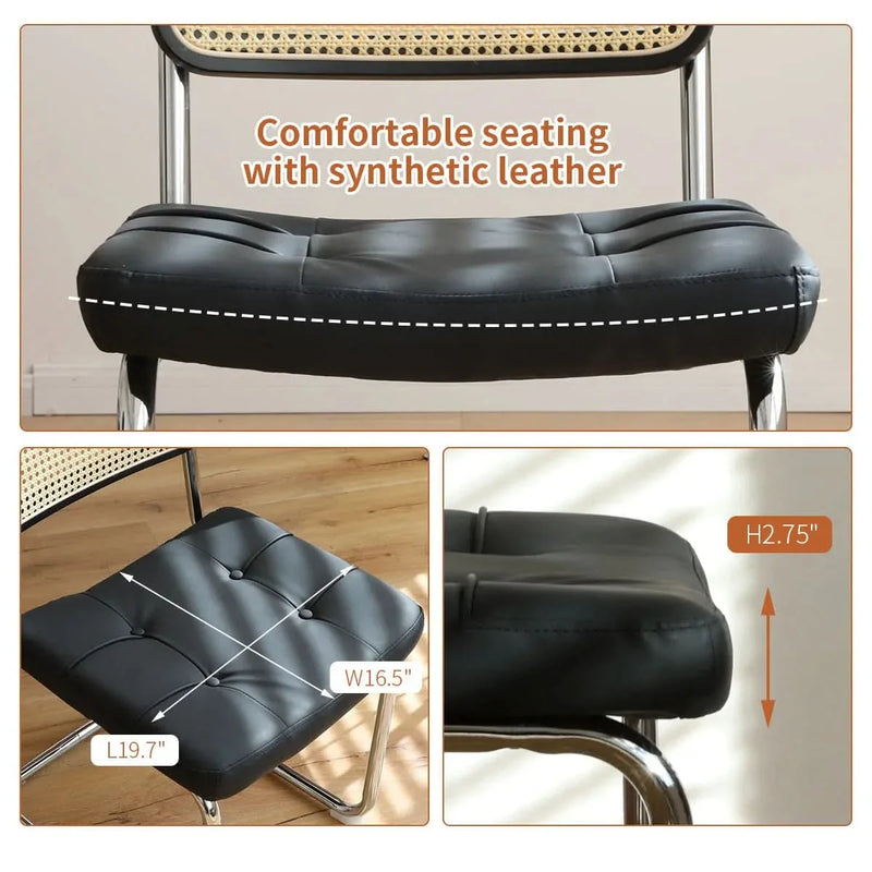 Dining Chairs Faux Leather Mid Century Modern Chrome Legs Set Of 2