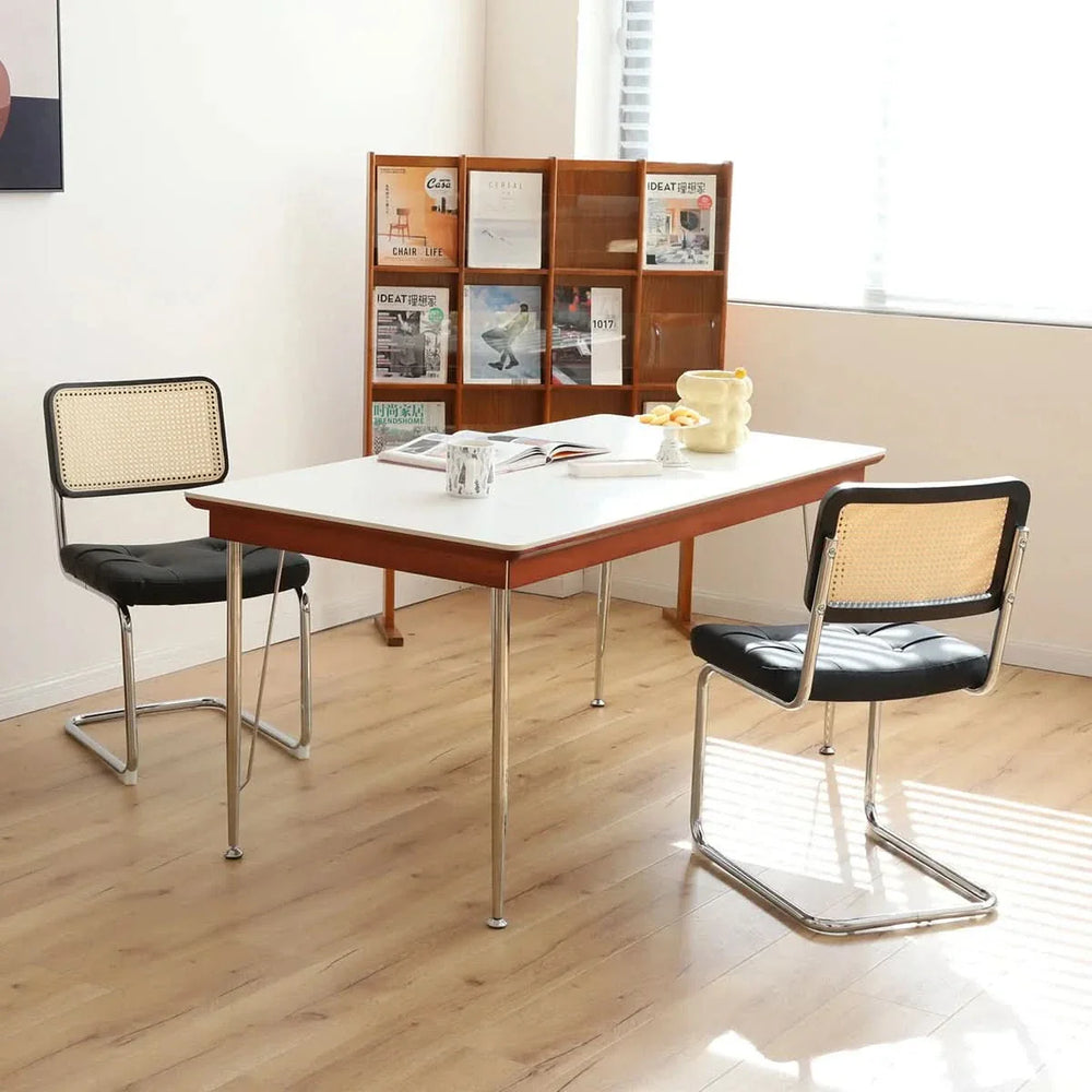 Dining Chairs Faux Leather Mid Century Modern Chrome Legs Set Of 2 Media 6