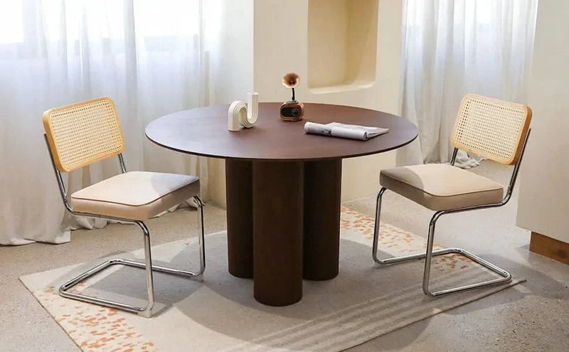 Velvet Rattan Dining Chairs Chrome Legs 2 Piece Set Midcentury Style