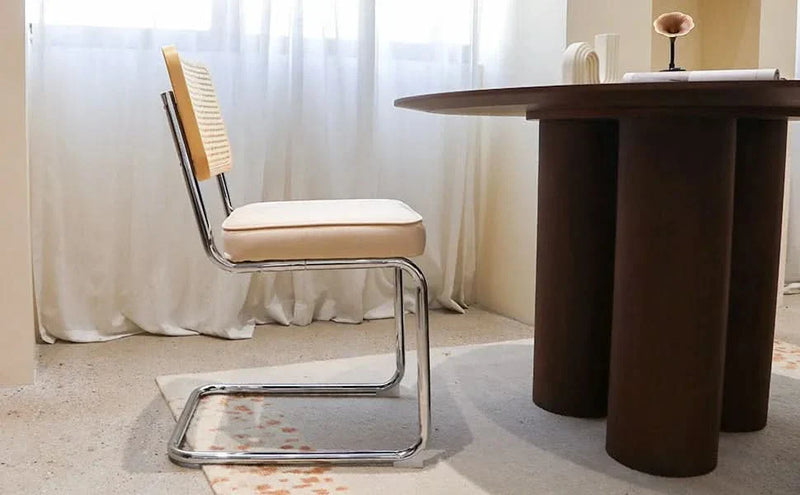 Velvet Rattan Dining Chairs Chrome Legs 2 Piece Set Midcentury Style