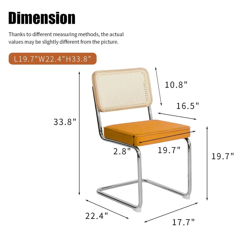Dining Chairs Fabric & Metal Orange Mid Century 2-Piece Set Upholstered