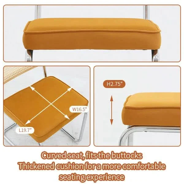 Dining Chairs Fabric & Metal Orange Mid Century 2-Piece Set Upholstered