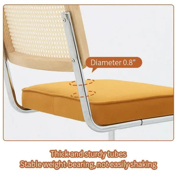 Dining Chairs Fabric & Metal Orange Mid Century 2-Piece Set Upholstered