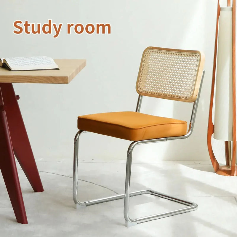 Dining Chairs Fabric & Metal Orange Mid Century 2-Piece Set Upholstered