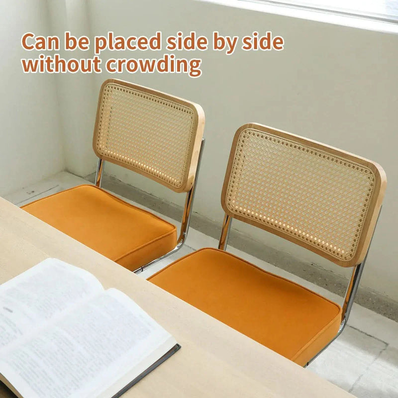 Dining Chairs Fabric & Metal Orange Mid Century 2-Piece Set Upholstered