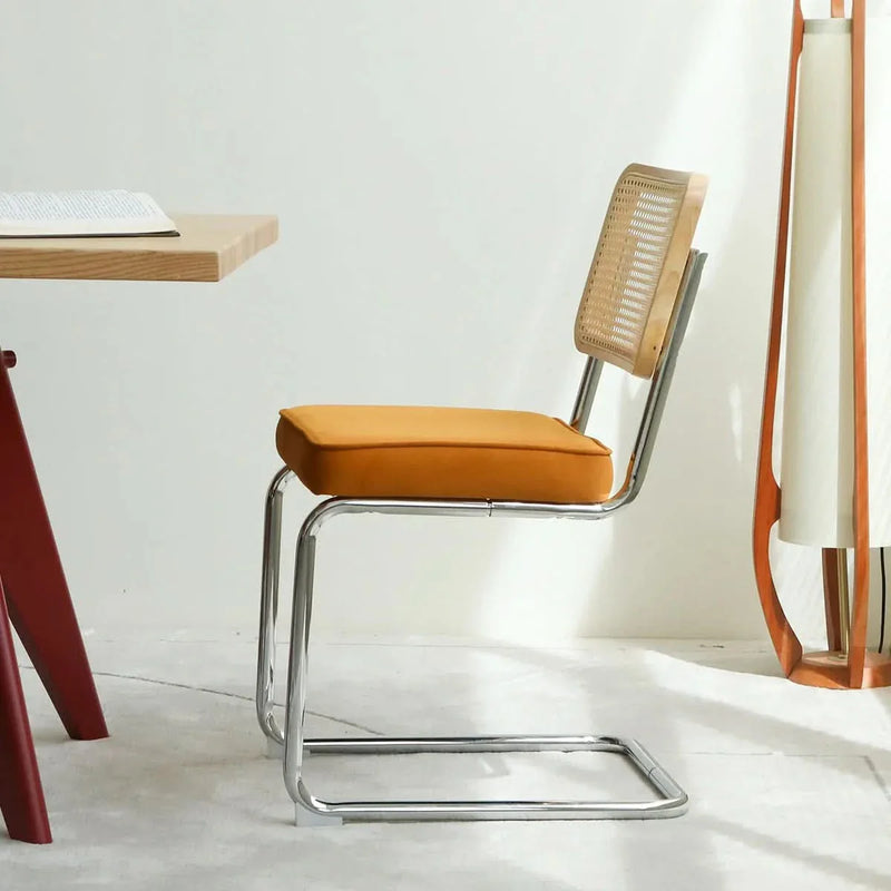 Dining Chairs Fabric & Metal Orange Mid Century 2-Piece Set Upholstered