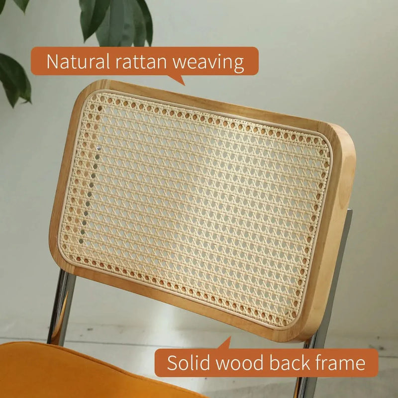 Dining Chairs Fabric & Metal Orange Mid Century 2-Piece Set Upholstered