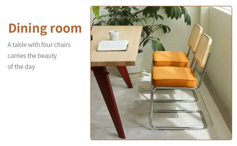 Dining Chairs Fabric & Metal Orange Mid Century 2-Piece Set Upholstered