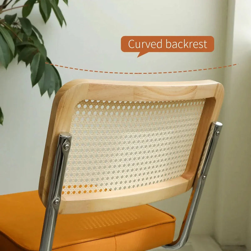 Dining Chairs Fabric & Metal Orange Mid Century 2-Piece Set Upholstered