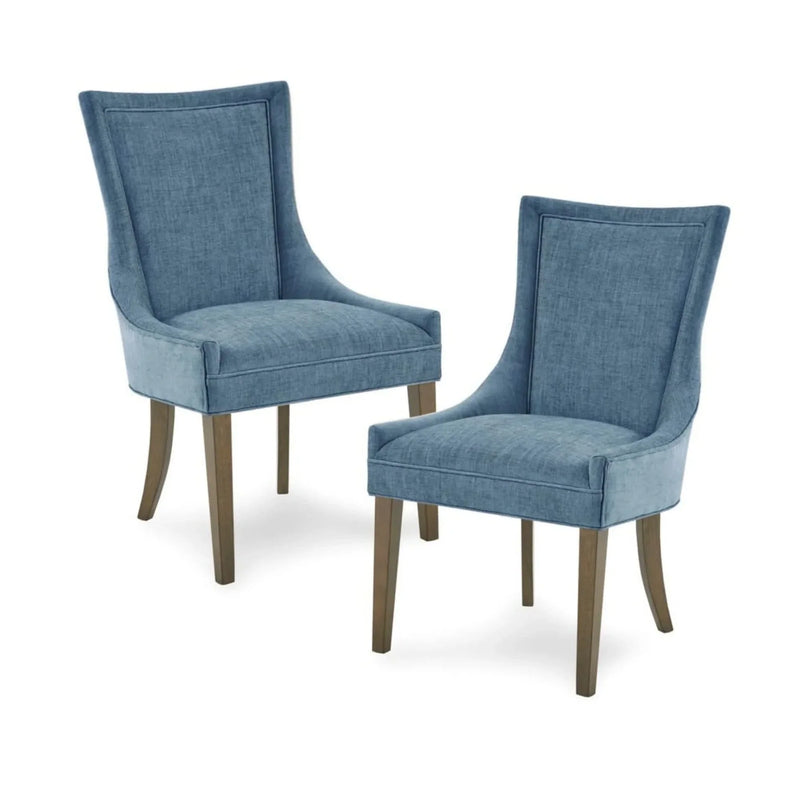 Dining Chair Set Polyester Upholstery High Back Light Blue Fabric